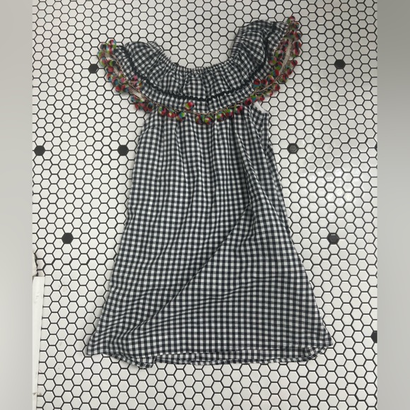 Love Riche Dresses & Skirts - Love riche off shoulder gingham dress with pom poms size large